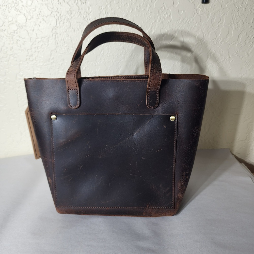 S-ZONE Women Brown Leather Tote Bag Crossbody Handbag with Pouch